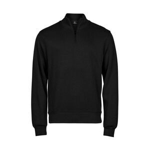Tee Jays Mens Ribbed Interlock Half Zip Sweatshirt / Black